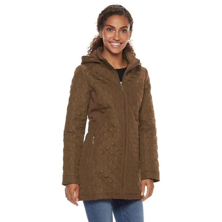 Women's Weathercast Quilted Stretch Walker Jacket, Size: Medium, Med Beige