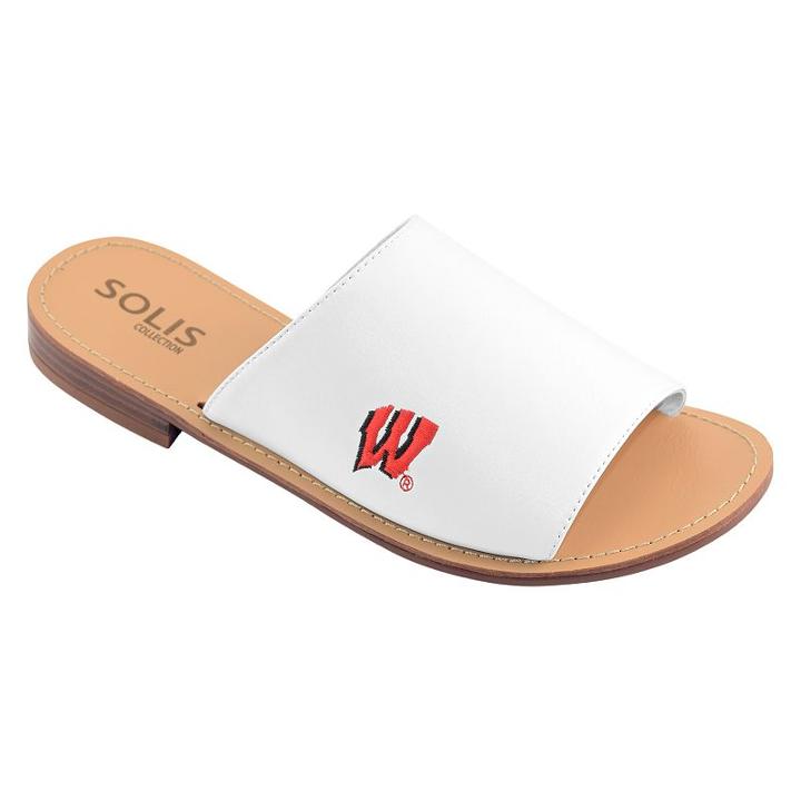 Women's Wisconsin Badgers Fashionable Slide Sandals, Size: 7, White