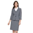 Women's Le Suit Solid Gray Suit Jacket & Pencil Skirt Set, Size: 10, Blue (navy)