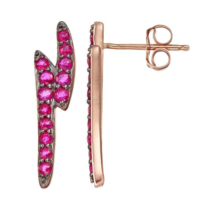 Ruby 10k Rose Gold Ear Climber Earrings, Women's, Red