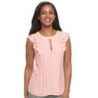 Women's Elle&trade; Pintuck Ruffle Top, Size: Xxl, Brt Pink