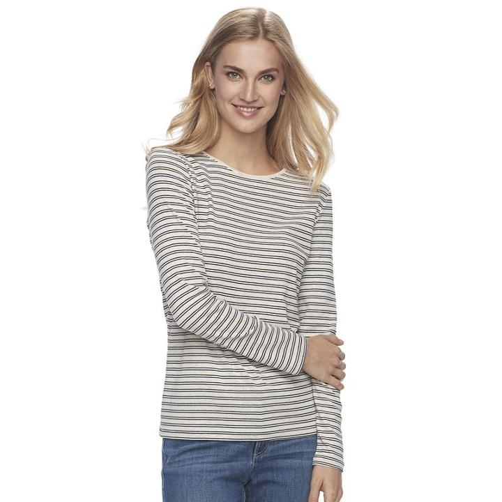 Women's Croft & Barrow&reg; Crewneck Tee, Size: Small, Lt Beige