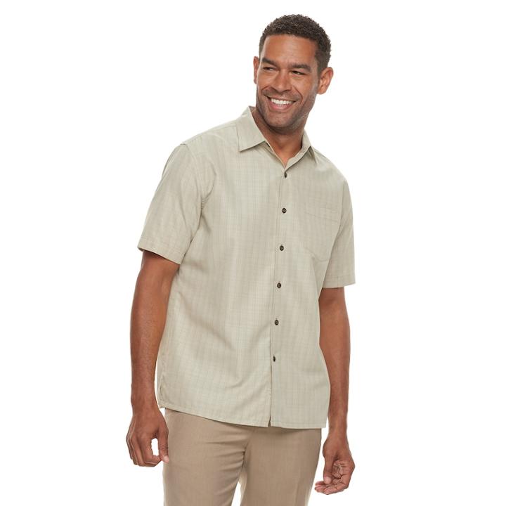 Men's Croft & Barrow&reg; Classic-fit Textured Microfiber Button-down Shirt, Size: Xl, Med Beige