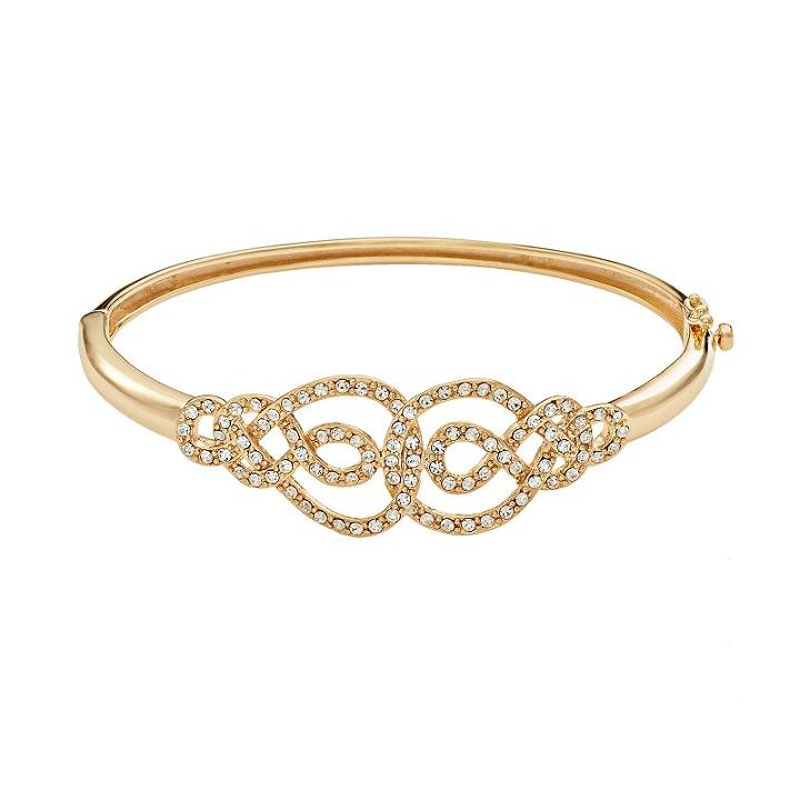 Amore By Simone I. Smith 18k Gold Over Silver Crystal Infinity Bangle Bracelet, Women's, Yellow