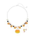 Candy Corn Pendant Necklace & Drop Earring Set, Women's, Multicolor