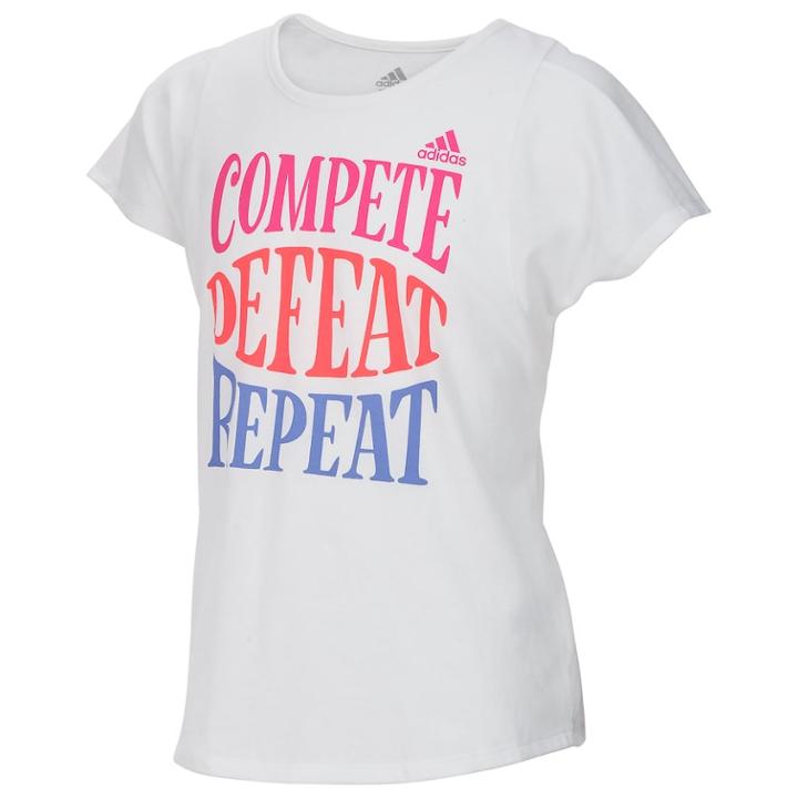 Girls 7-16 Adidas Slogan Graphic Tee, Size: Medium, White