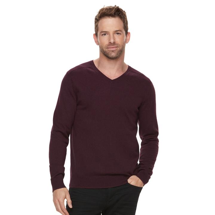 Men's Marc Anthony Slim-fit Soft-touch Modal V-neck Sweater, Size: Xxl, Dark Red