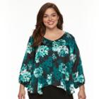 Plus Size Ab Studio Floral Overlay Top, Women's, Size: 1xl, Ovrfl Oth