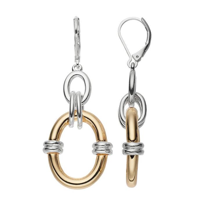 Dana Buchman Two Tone Banded Oval Drop Earrings, Women's, Multicolor