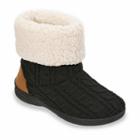 Dearfoams Women's Cable-knit Memory Foam Bootie Slippers, Size: Small, Black
