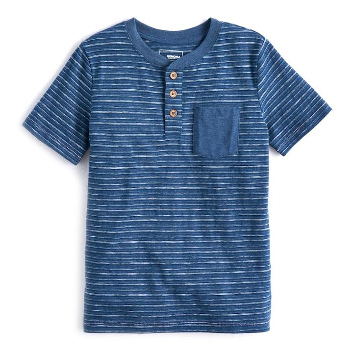 Boys 4-7x Sonoma Goods For Life&trade; Textured Henley, Size: 7x, Med Blue