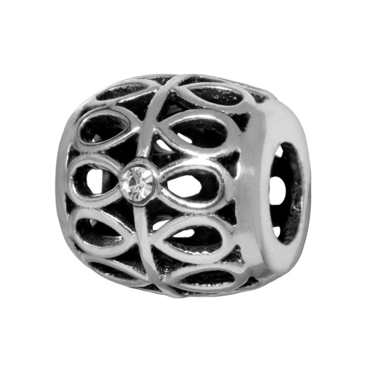 Individuality Beads Sterling Silver Crystal Teardrop Openwork Bead, Women's, Grey