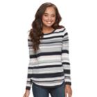 Petite Croft & Barrow&reg; Textured Stripe Sweater, Women's, Size: L Petite, White Oth