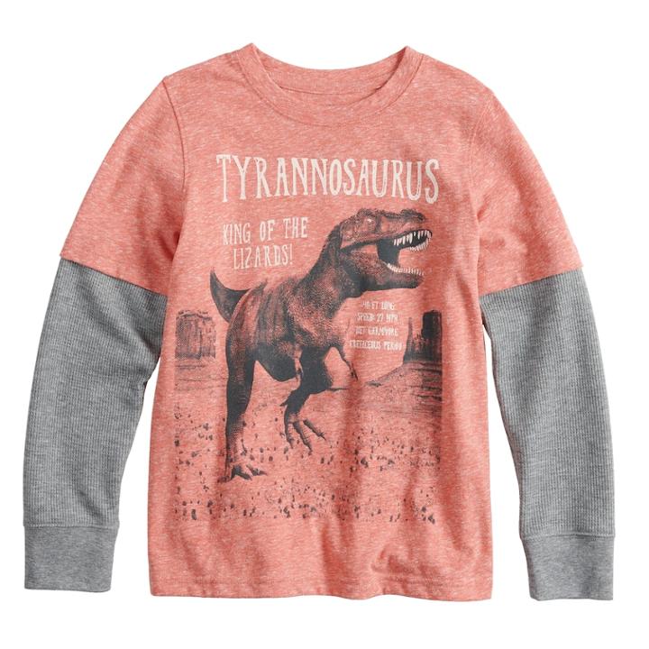 Boys 4-12 Jumping Beans&reg; Thermal Mock Layer Softest Graphic Tee, Size: 6, Med Orange