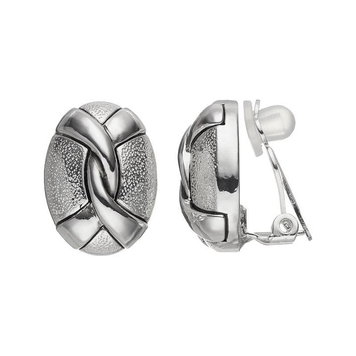 Dana Buchman Twisted Oval Clip On Earrings, Women's, Silver
