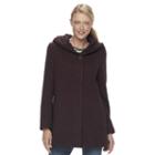 Women's Gallery Hooded Textured Fleece Jacket, Size: Xl, Purple