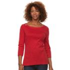 Women's Croft & Barrow&reg; Button Top, Size: Xl, Med Red