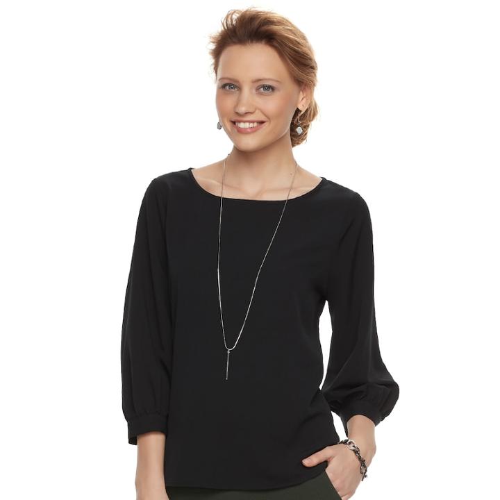 Women's Apt. 9&reg; Crepe Top, Size: Xl, Black