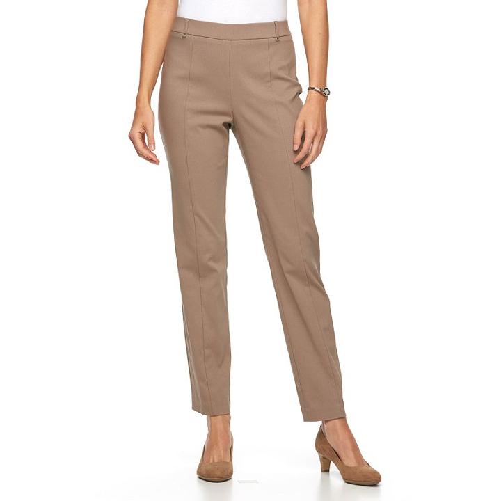 Women's Napa Valley Slimming Solution Straight-leg Dress Pants, Size: 12, Dark Brown