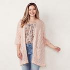 Plus Size Lc Lauren Conrad Pointelle Cardigan, Women's, Size: 2xl, Light Pink