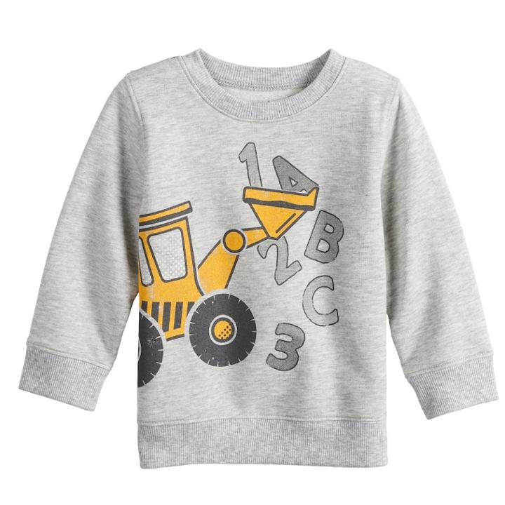 Baby Boy Jumping Beans&reg; Graphic Crew Pullover Top, Size: 24 Months, Light Grey