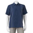Men's Havanera Textured Striped Embroidered Button-down Shirt, Size: Xxl, Dark Blue