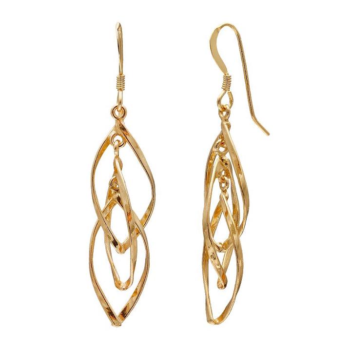 14k Gold Vermeil Twist Drop Earrings, Women's, Yellow