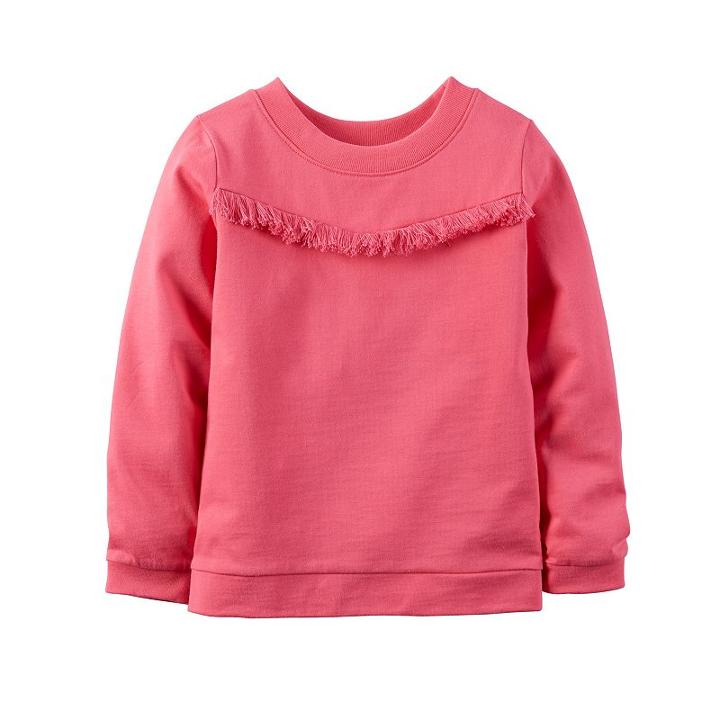 Girls 4-8 Carter's Fringe Long Sleeve Top, Size: 8, Pink
