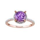 10k Rose Gold Amethyst & Diamond Accent Halo Ring, Women's, Size: 8, Purple