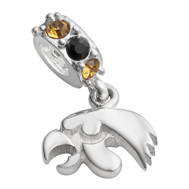 Dayna U Iowa Hawkeyes Sterling Silver Crystal Logo Charm, Women's, Multicolor