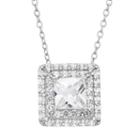 Lab-created White Sapphire Sterling Silver Square Halo Pendant Necklace, Women's, Size: 18