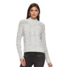 Women's Jennifer Lopez Embellished Mockneck Sweater, Size: Medium, White Oth