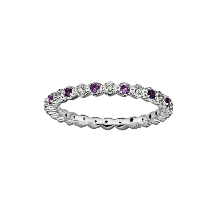 Stacks And Stones Sterling Silver Amethyst And Diamond Accent Stack Ring, Women's, Size: 5, Purple