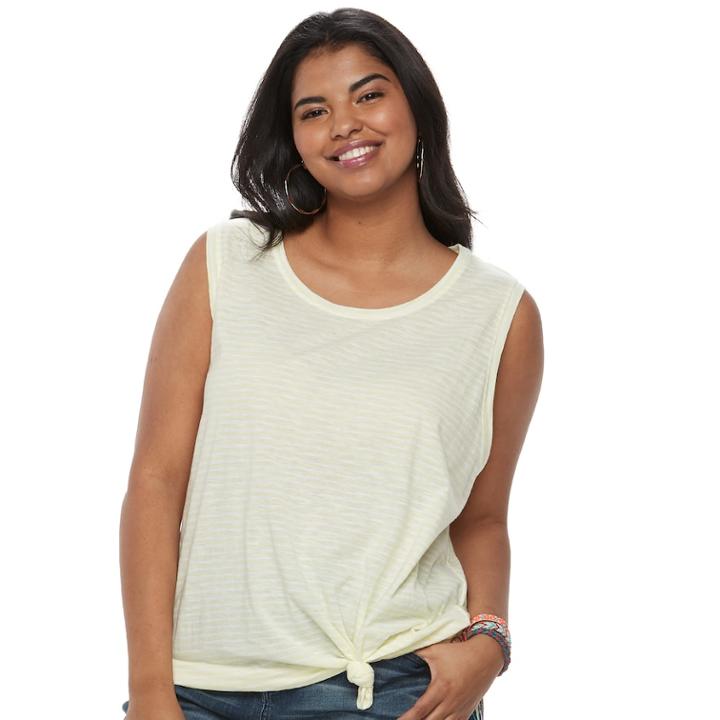 Juniors' Plus Size So&reg; Knot-front Tank, Teens, Size: 2xl, Med Yellow