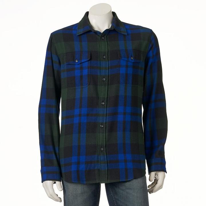 Big & Tall Sonoma Goods For Life&trade; Classic-fit Plaid Button-down Shirt, Men's, Size: M Tall, Green
