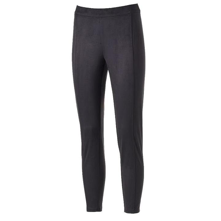 Women's Jennifer Lopez Faux-suede Leggings, Size: Xl, Black