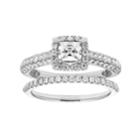14k Gold 1 Carat T.w. Igl Certified Diamond Square Halo Engagement Ring Set, Women's, Size: 9.50, White