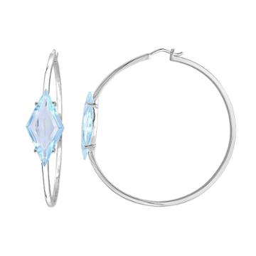 V19.69 Italia Sterling Silver Blue Topaz Prism Hoop Earrings, Women's