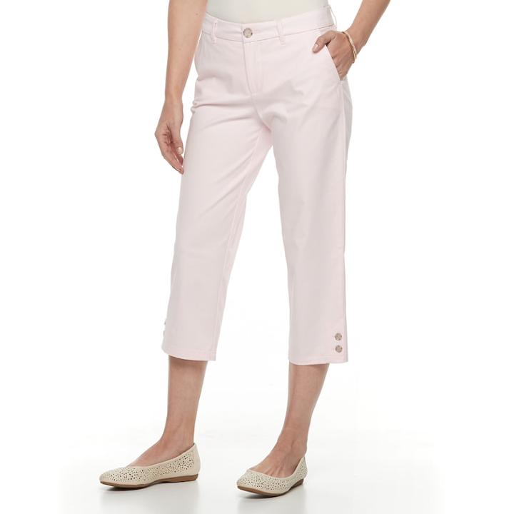 Petite Croft & Barrow&reg; Essential Twill Capri Pants, Women's, Size: 14 Petite, Brt Pink
