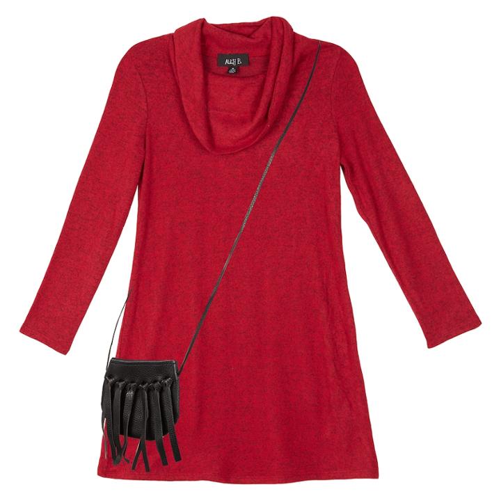 Girls 7-16 Iz Amy Byer Long Sleeve A-line Dress With Purse, Size: Medium, Red