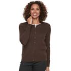 Women's Croft & Barrow Essential Cardigan Sweater, Size: Small, Dark Brown