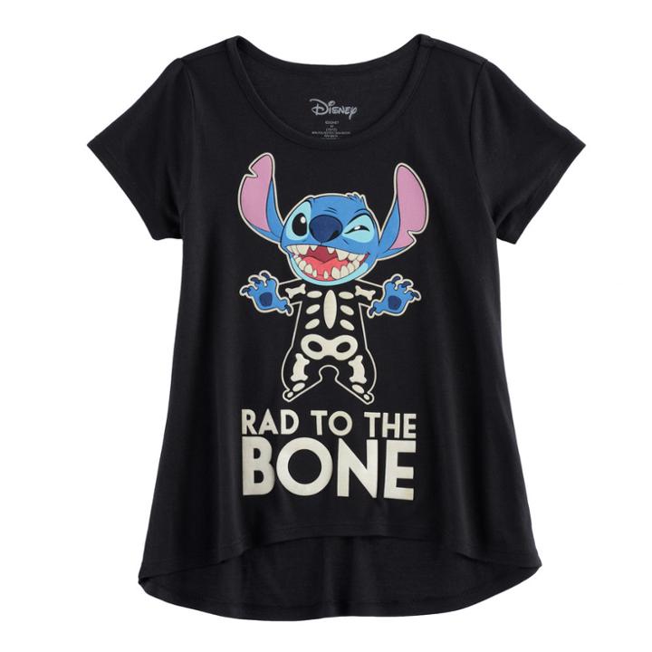 Disney's Stitch Girls 7-16 Glow-in-the-dark Rad To The Bone Graphic Tee, Size: Xl, Black
