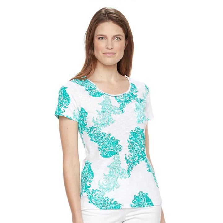 Women's Caribbean Joe Scoop Neck Pocket Tee, Size: Large, Green Oth