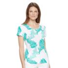 Women's Caribbean Joe Scoop Neck Pocket Tee, Size: Large, Green Oth
