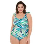 Plus Size Costa Del Sol One-piece Swimsuit, Women's, Size: 3xl, Turquoise/blue (turq/aqua)