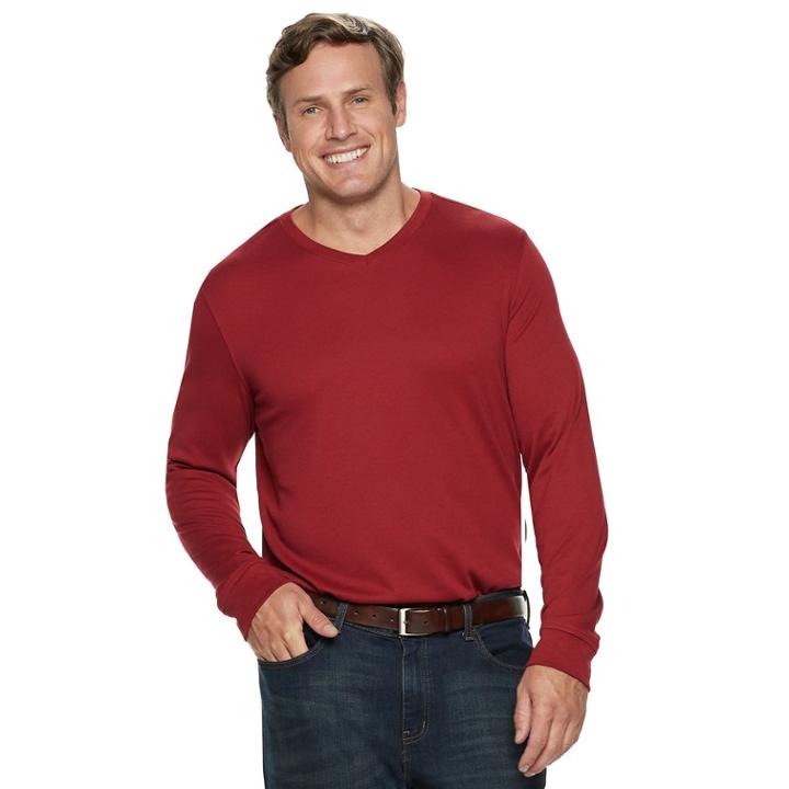 Big & Tall Croft & Barrow® Classic-fit Easy-care V-neck Tee, Men's, Size: 4xb, Med Red