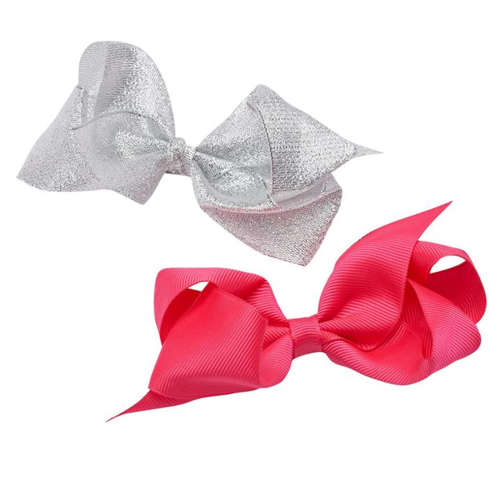 Girls 4-16 2-pk. Grosgrain Bow Hair Clips, Med Pink