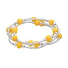 Beaded Curved Bar Stretch Bracelet Set, Women's, Med Yellow