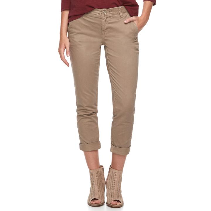 Women's Sonoma Goods For Life&trade; Flex Waist Chino Capris, Size: 6, Beig/green (beig/khaki)