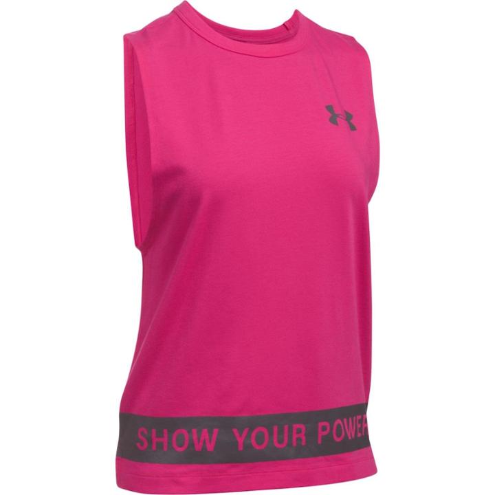 Women's Under Armour Power In Pink Show Your Power Graphic Tank, Size: Large, Dark Pink